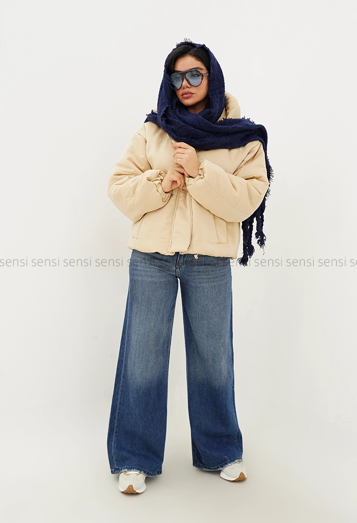 کاپشن کوتاه کتان کج راه کد1004770